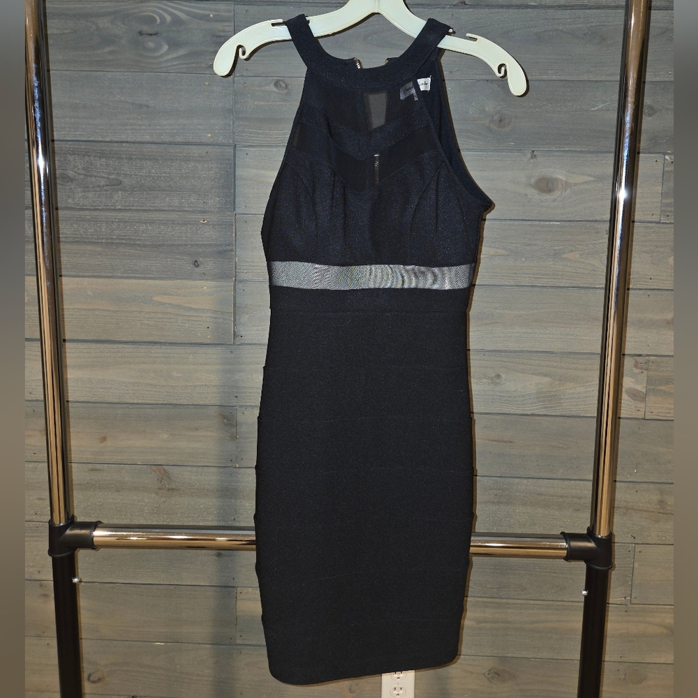 Emerald Sundae Black Mini Dress with Silver Accent